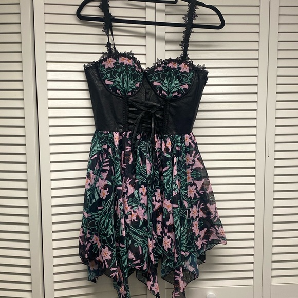 NWT Dolls Kill House of Widow Floral Oath Mini Dress - Picture 2 of 12
